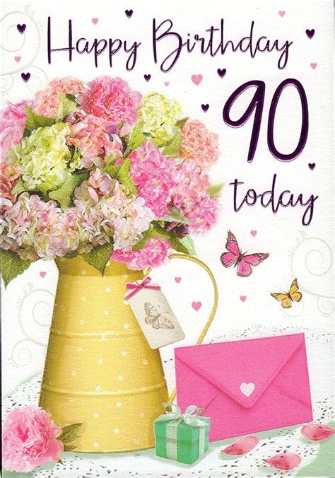 90th Female Birthday Card Happy Birthday 90 Today Floral Design