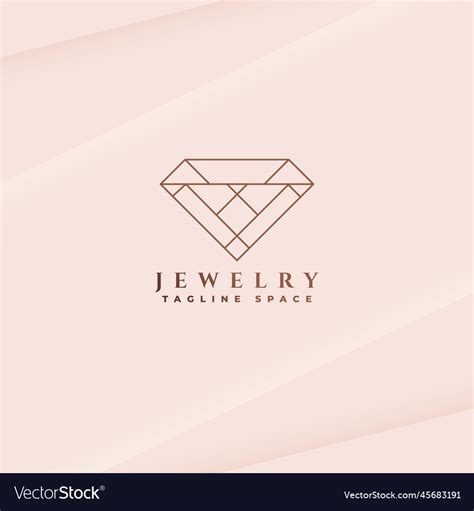 Line Style Jewelry Logo Template With Diamond Vector Image