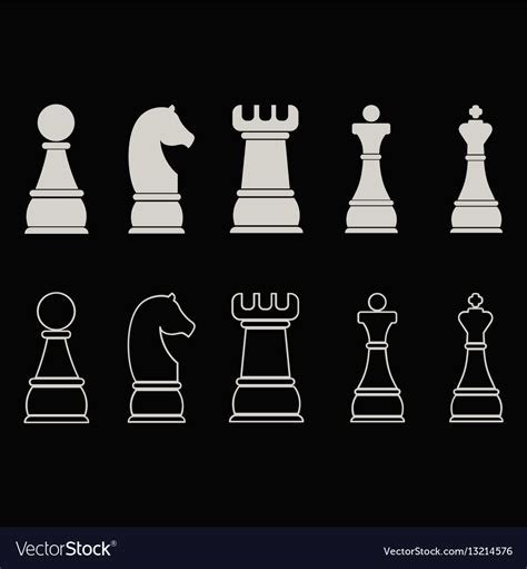 Chess Icons Outline Pieces Royalty Free Vector Image