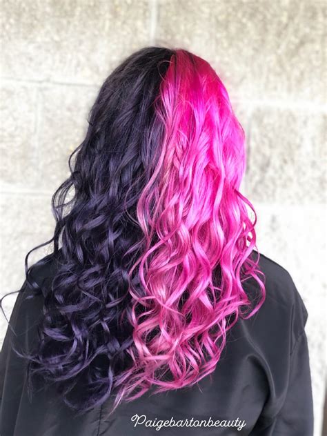 Half Black Half Hot Pink Hair