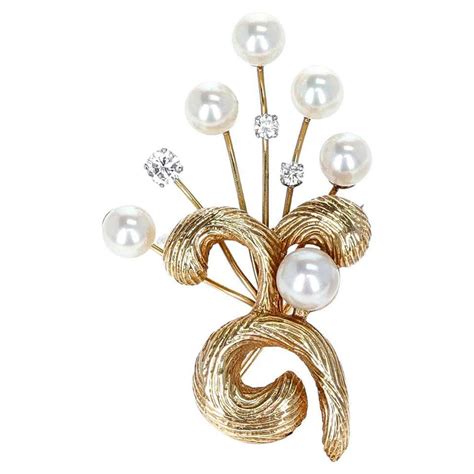 Garnet And Cultured Pearl Brooch For Sale At 1stdibs