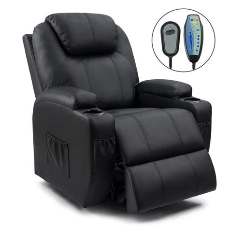 Victal Ergonomic Electric Power Lift Massage Recliner With Heating Function Black Faux Leather