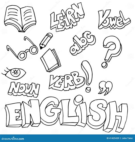 English Symbols And Learning Items Stock Vector Image 41425439
