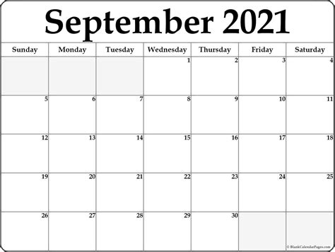 September 2021 Calendar Free Printable Monthly Calendars
