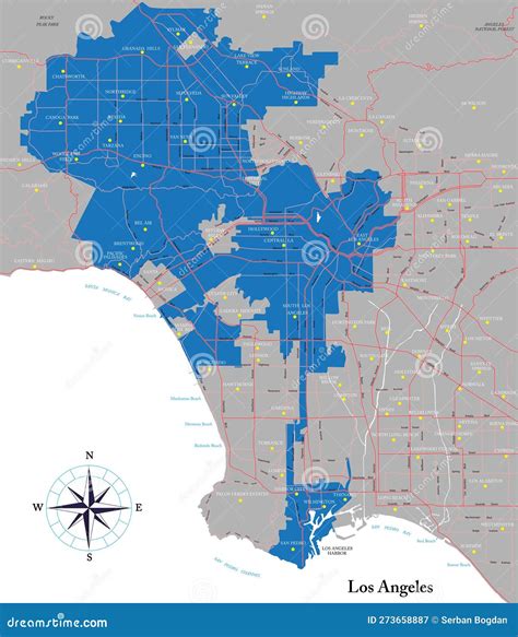 Los Angeles And Metropolitan Area Map Stock Illustration Illustration