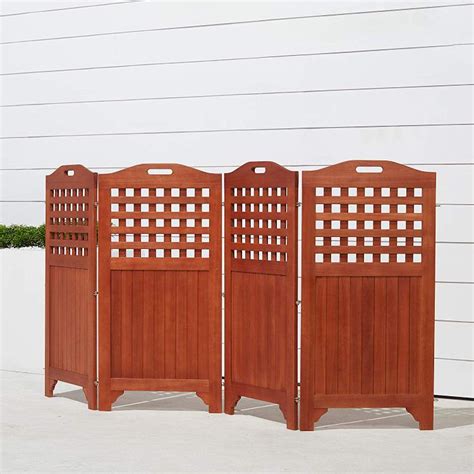 Vifah 48 Outdoor Acacia Wood Privacy Screen With 4 Panels 308 9900 Ojcommerce