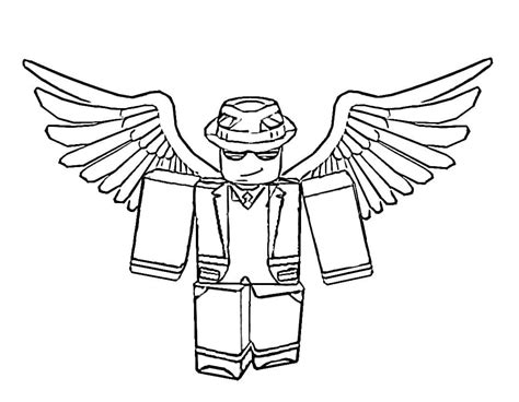 Roblox Man With Wings Wears Gangster Hat Coloring Page Free Printable