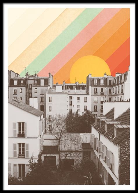 Rainbow Sky Above Paris Poster