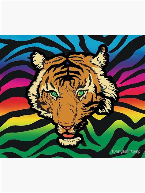 Bright Rainbow Tiger Face Stripes Striped Fur Animal Africa Pattern