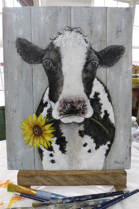 Omg I Love This Cow Art Cow Paintings On Canvas Farm Art