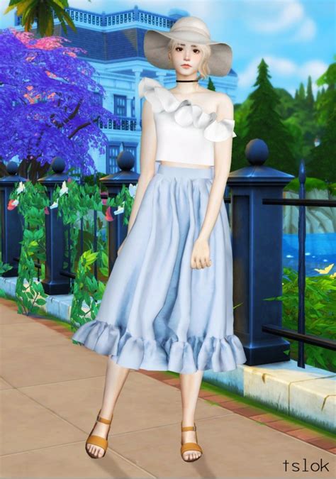 Tslok Wonder Ruffled Bow Skirt Sims 4 Downloads