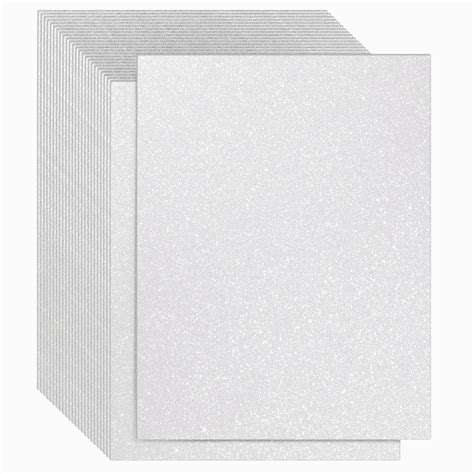 24 Sheets White Glitter Cardstock Paper For Scrapbooking Arts Diy