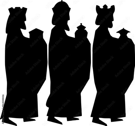 Three Wise Men Or Three Kings Silhouettes Nativity Illustration Stock