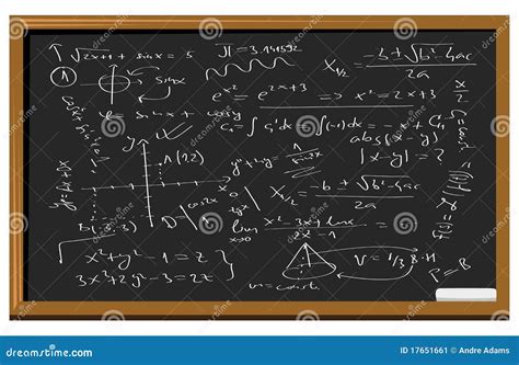 Chalkboard With Math Equation Realistic Chalked Numbers On Blackboard