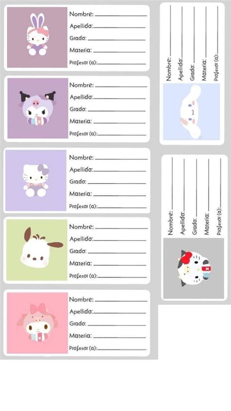 Etiquetas Para Escuela De Hello Kitty Membretes Para Cuadernos