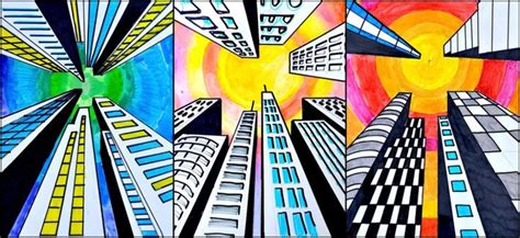 Buildings In One Point Perspective Perspective Art Elementary Art