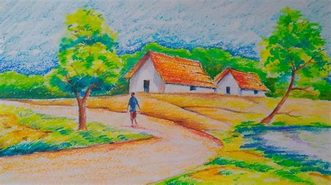 Village Landscapeeasy Drawing Tutorial For Kids Youtube