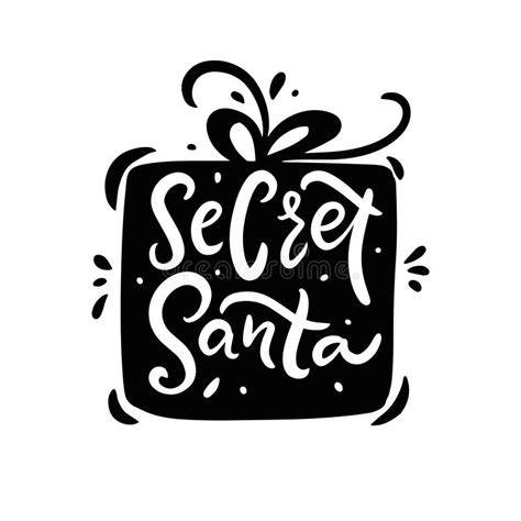 Secret Santa Phrase And Hat Illustration Hand Drawing Vector Style