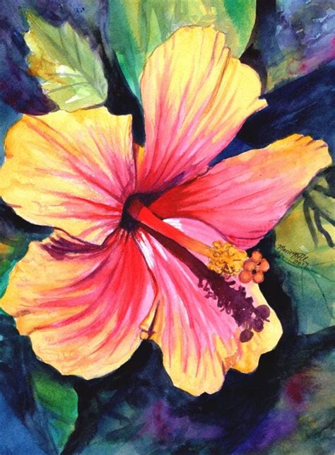 Hibiscus Original Watercolor Painting From Kauai Hawaii