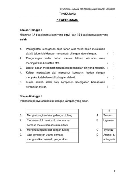 Pendidikan jasmani dan pendidikan kesihatan 2007 tingkatan 4 kecergasan 1. soalan-pjpk-tingkatan-2