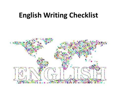 English Writing Checklist Teaching Resources