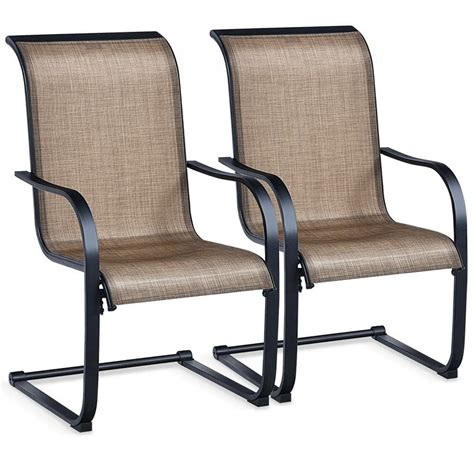 Gymax 2 Piece Patio Dining Chairs C Spring Motion High Backrest Armrest