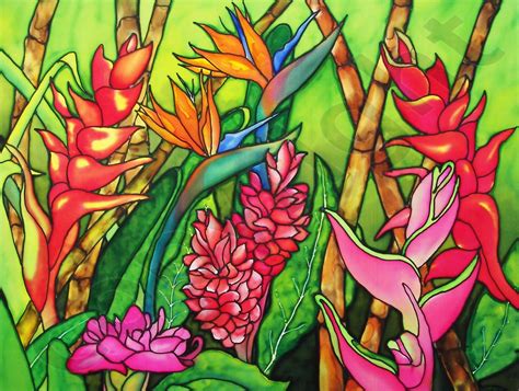 Tropical Flowers Nina Major Watercolor Art And Silk Painting