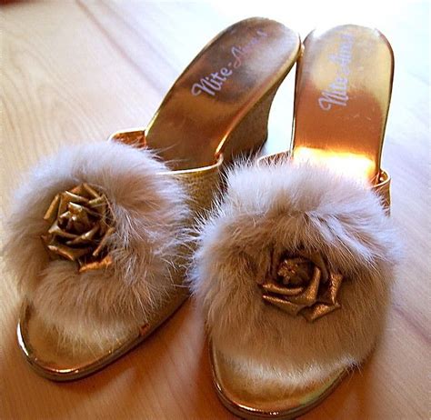 Check spelling or type a new query. Vintage 1950's Slippers Gold with Real Fur | Fur heels ...
