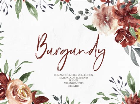 Burgundy Watercolor Flowers Clipart By Anastasiia Avdieieva On Dribbble