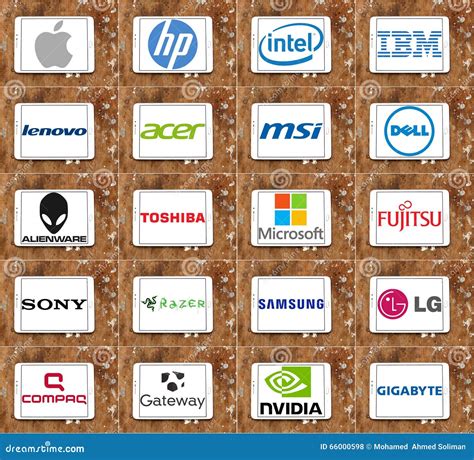 Top Famous Computer Pc Brands Editorial Stock Photo Illustration Of