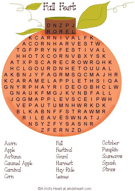 Fall Word Searches Printable Autumn Word Search Puzzle To Print