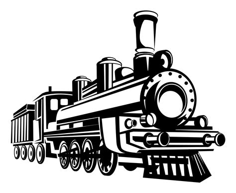 Black Silhouette Of A Vintage Steam Train Vector Imag