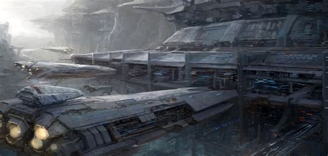 Port Planetside Muyoung Kim Sci Fi Landscape Futuristic