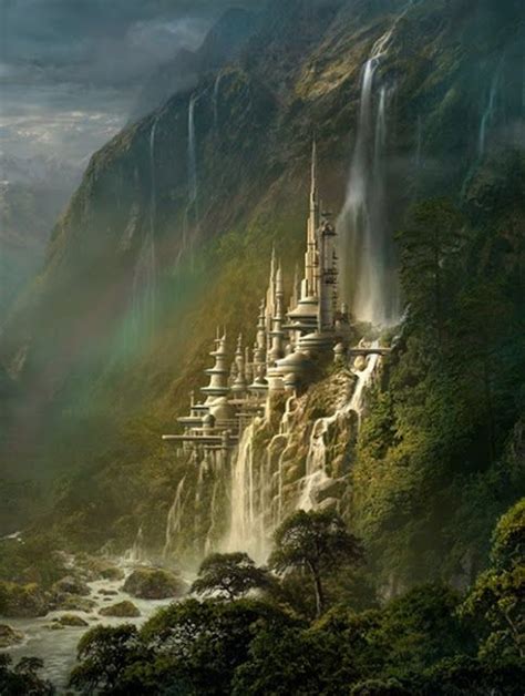 Waterfall Castle Poland Fantasy Kunst Fantasy City Fantasy Castle