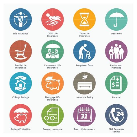 Life Insurance Icons Colored Life Insurance Facts Life Insurance