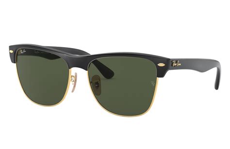 Clubmaster Oversized Sunglasses In Black On Gold And Green Rb4175