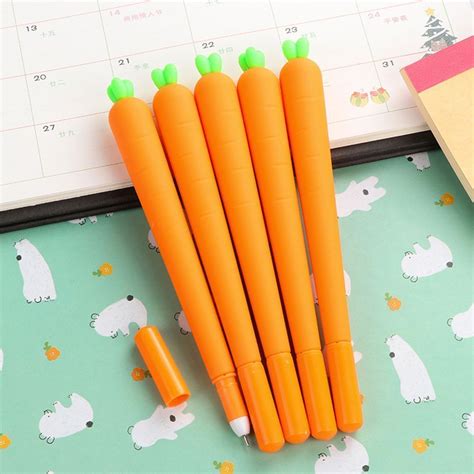 Details About Kawaii Design Cartoon Plastic Gel Pen Carrot Shaped