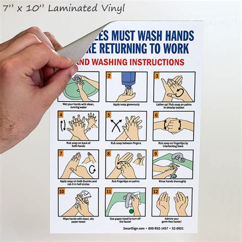 Employees Must Wash Hands Instructions Sign, Vertical