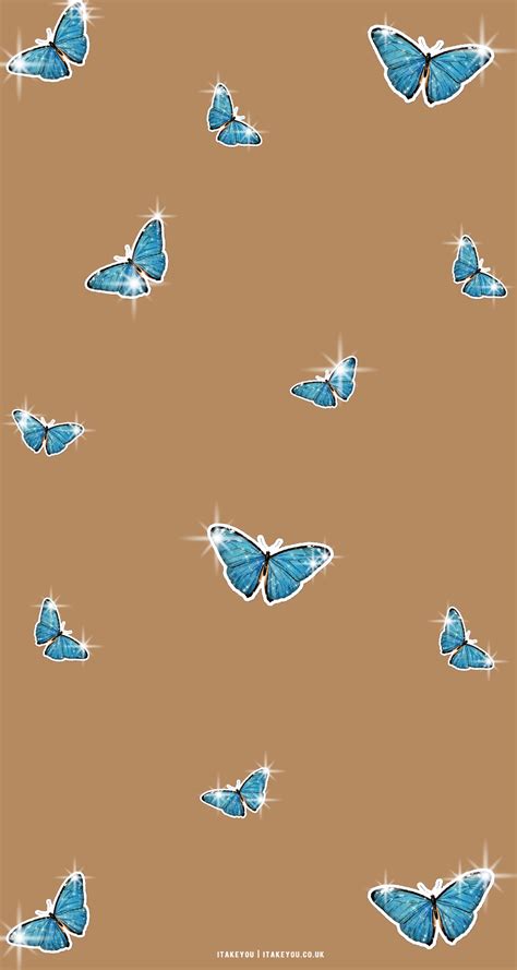 Cute Brown Aesthetic Wallpapers For Phone Shiny Blue Butterflies I Take You Wedding