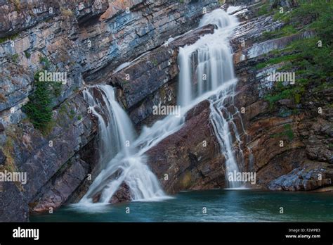 Cameron Falls In Waterton Lakes National Park Alberta Canada Stock
