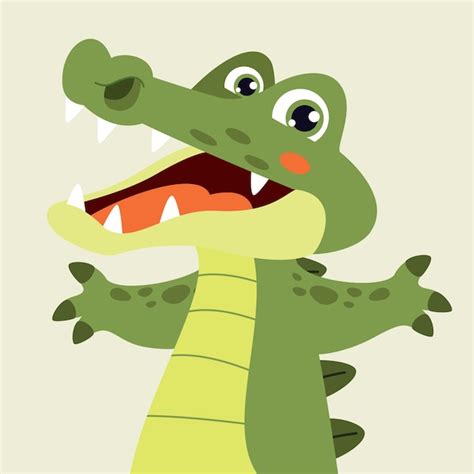 Ilustração Dos Desenhos Animados De Um Crocodilo Vetor Premium