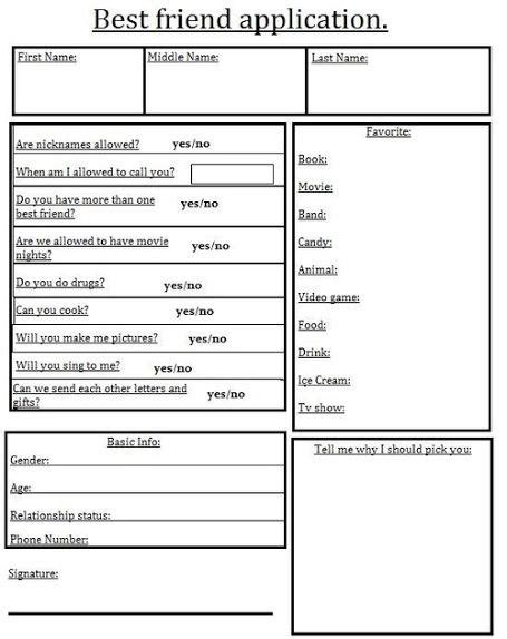best friend application tumblr - Google Search | Best friend