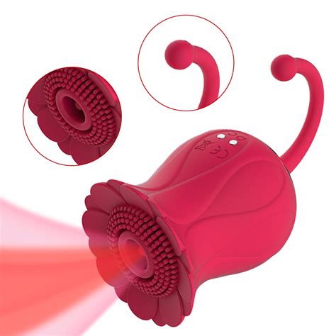 Rose Toy Tongue Licking Clitoral Nipple Clit Sucker Clitoris Stimulator Vibrating Sucking Rose