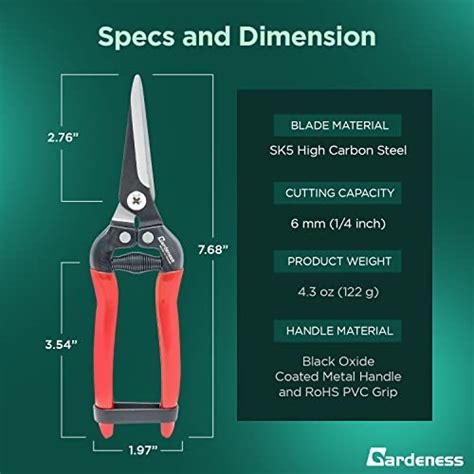 Gardeness Pruning Shear Straight Pruning Snip With Sk5 Steel Serrated