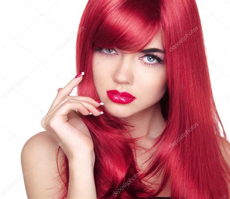 Beautiful Attractive Model Portrait With Long Red Hair
