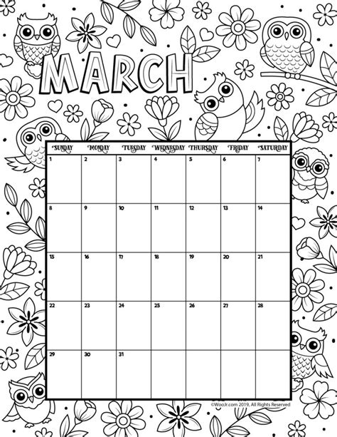 Printable Coloring Calendar For 2020 And 2019 Woo Jr Kids