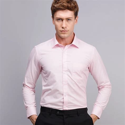 Buy Mens Long Sleeve Pink Solid Dress Shirt Comfort