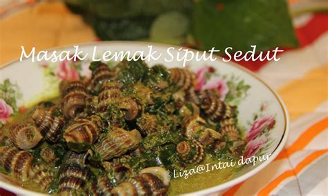 1 bungkus siput 10 biji cili padi 2 ulas bawang merah 2 inci kunyit hidup 1 kg santan 2 keping asam keping 2 helai daun kunyit 1 sudu. INTAI DAPUR: Masak Lemak Siput Sedut....