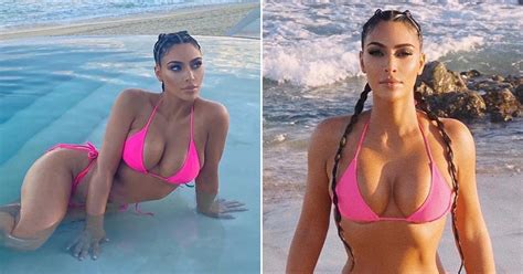 Kim Kardashian Unleashes Boobs As She Wows In Barbie Sized Bikini On Steamy