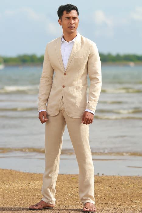 Linen suits are the best professional mens summer attire, and have become the biggest replacements of wool suits, which are known for their ability to wick away sweat from the body. Men's Custom Natural Tan Linen Suit - Beach Weddings ...